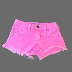 Aqua Size 4T Girls Vibrant Hot Pink Denim Shorts Raw Frayed Hem Summer Spring